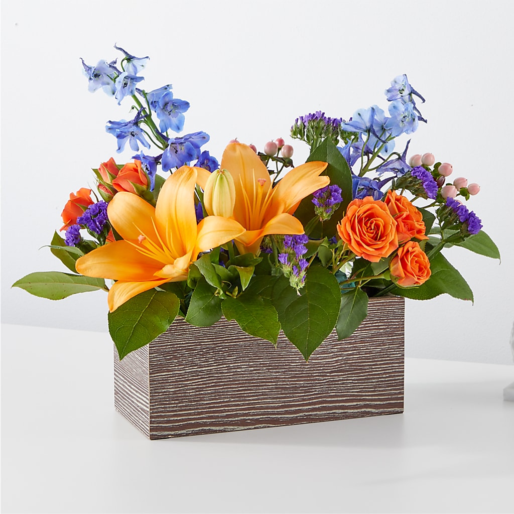 Radiant Citrus Box Bouquet – Bella Fiore, Clermont FL