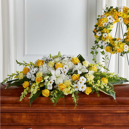 Golden Harmony Casket Spray –  Bella Fiore, Clermont FL